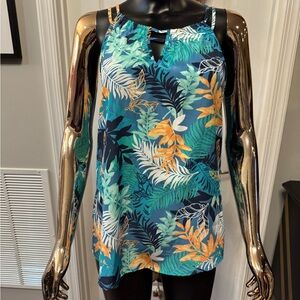 Market & Spruce Tropical Leaf Print Sleeveless Top